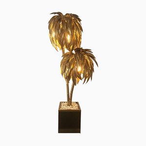 Vintage French Brass Palm Tree Table Lamp from Maison Jansen, 1970s