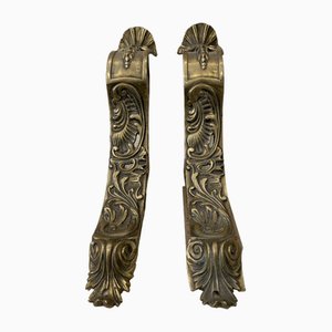 Late 19th Century Gilt Bronze Curtain Pole Holders, Set of 2