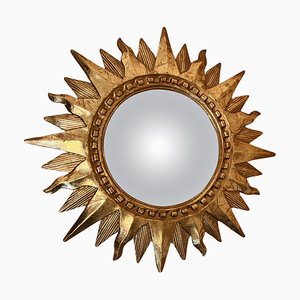 Espejo italiano Mid-Century en forma de sol dorado, años 70