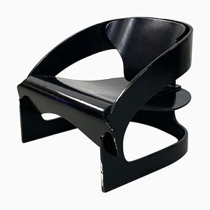 Italian Modern Black Wooden Mod. 4801 Armchair by Joe Colombo for Kartell, 1970s