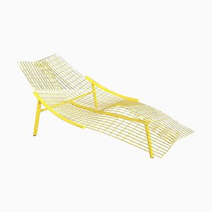 Italian Modern Yellow Metal Deck Chair by Offredi for Saporiti, 1980s