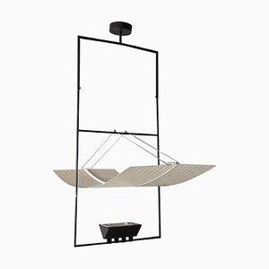 Italian Modern White Black Zefiro Chandelier by Mario Botta for Artemide, 1990s