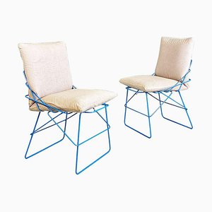 Set of Italian Modern Sof Chairs in Metal and Fabric by Enzo Mari for Driade, 1980s