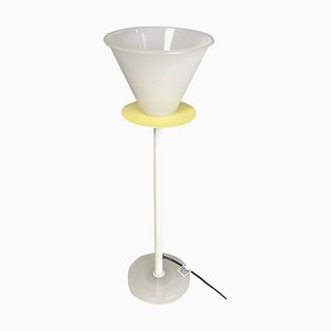 Lampada da tavolo moderna in vetro di Murano e metallo giallo, Italia, anni '80