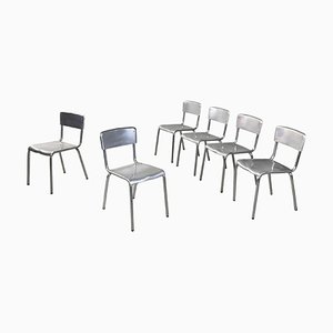 Italian Modern Rectangular Aluminum Chairs, 1980s, Set of 6