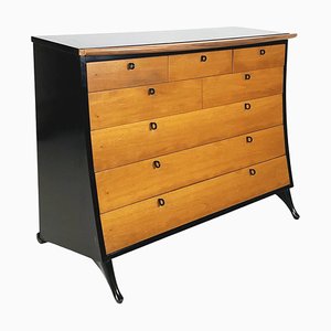 Modern Italian Black Wood Chest of Drawers attributed to Umberto Asnago for Giorgetti 1980s