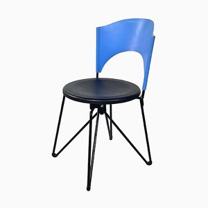 Modern Italian Black and Blue Chair Sofia attributed to Carlo Bartoli for Bonaldi, 1980s