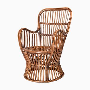 Mid-Centery Armchair in Bamboo and Rattan, Italy, 1960s