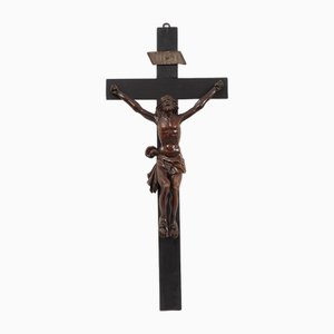 18th Century Sculpture in Carved Wood Depicting Christ on the Cross, Naples