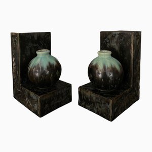 Art Deco Bookends in Earthenware from Pierrefonds, Set of 2