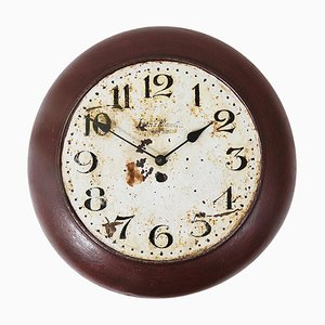 Antique Public Iron Wall Clock with Hand-Painted Dial, 1920s