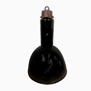 Lámparas colgantes Bauhaus industriales esmaltadas en negro de Elektrosvit, años 50. Juego de 4