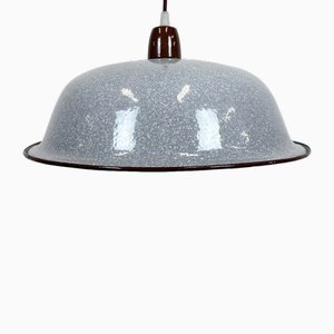 Industrial Factory Grey Enamel Ceiling Lamp, 1960s