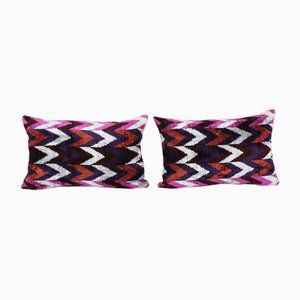 Turkish Silk Ikat Velvet Cushion Covers, Set of 2