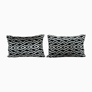 Silk Ikat Velvet Cushion Covers, Set of 2