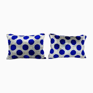 Federe a pois blu Ikat, set di 2