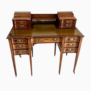 Freistehender viktorianischer Schreibtisch mit Intarsien von Maple & Co., 1880er