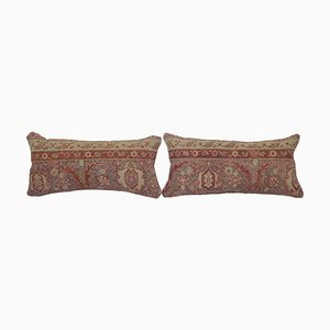 Faded Red Turkish Rug Cushion Covers, Set of 2