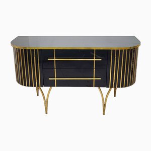 Mid-Century Sideboard in Glass & Brass, 1960s