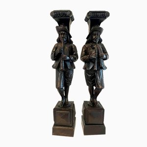 Figurines Victoriennes en Chêne Sculpté, 1860s, Set de 2