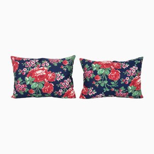 Vintage Floral Roller Print Bedding Cushion Cover on Cotton, Set of 2