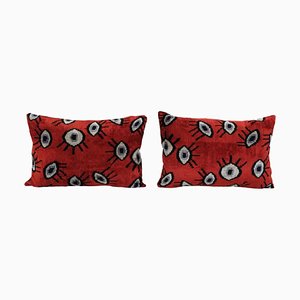 Ikat Eye Red Cushion Covers, Set of 2