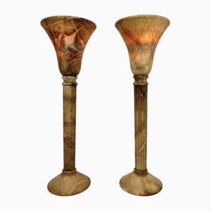 Lámparas de mesa de alabastro de España, años 70. Juego de 2