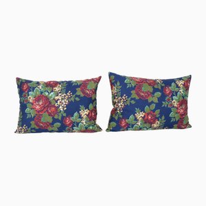 Turkish Floral Colorful Lumbar Cushion Covers, Set of 2