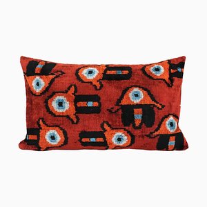 Coussin Evil Eye en Soie Ikat Velours