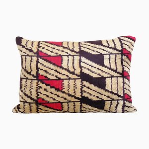 Coussin Labyrinth Design en Soie Velours Ikat