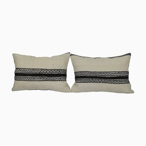 Turkish Striped Kilim Cushion Covers, 2010s, Set of 2