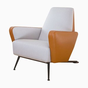 Fauteuil SK Dedar en Satin et Cuir par Andrea Bonini