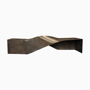 Large Soul Sculpture Bench in Natural Brass by Veronica Mar