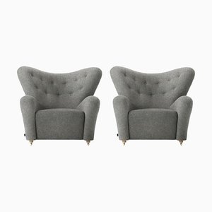 Set of Grey Hallingdal the Tired Man Lounge Chair by Lassen