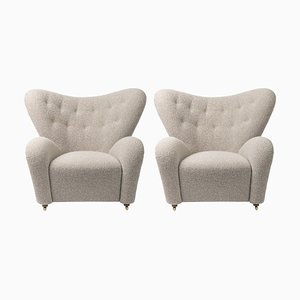 Set of Dark Beige Sahco Zero the Tired Man Lounge Chairs by Lassen