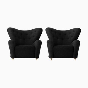 Set of Dark Grey Hallingdal the Tired Man Lounge Chair by Lassen