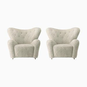 Poltrone Sheepskin the Tired Man verde di Lassen, set di 2