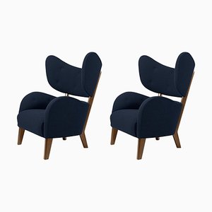 Blue Sahco Zero Smoked Oak My Own Chair Lounge Chairs by Lassen, Set of 2