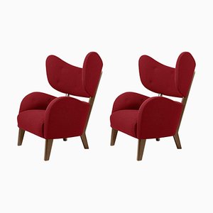 Roter Raf Simons Vidar 3 My Own Sessel aus Räuchereiche von Lassen, 2er Set