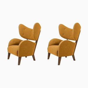 Set of Orange Raf Simons Vidar 3 Smoked Oak My Own Lounge Chair by Lassen