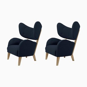 Blue Sahco Zero Natural Oak My Own Chair Lounge Chairs by Lassen, Set of 2