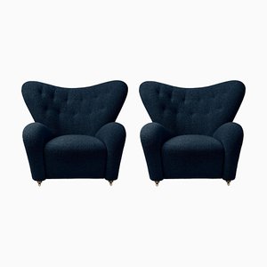 Blue Sahco Zero the Tired Man Lounge Chairs by Lassen, Set of 2