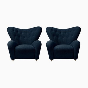 Set of Blue Sahco Zero the Tired Man Lounge Chairs by Lassen