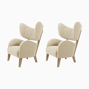 Beige Sahco Zero Natural Oak My Own Chair Lounge Chairs by Lassen, Set of 2