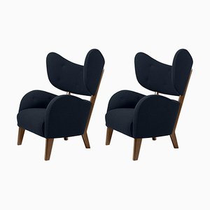 Set of Blue Raf Simons Vidar 3 Smoked Oak My Own Chair Lounge Chair by Lassen