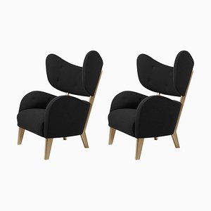 Set of Black Raf Simons Vidar3 Natural Oak My Own Chair Lounge Chair by Lassen