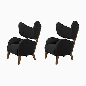 Set of Black Raf Simons Vidar 3 Smoked Oak My Own Chair Lounge Chair by Lassen