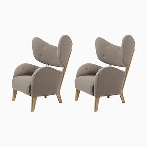 Set of Beige Raf Simons Vidar 3 Natural Oak My Own Lounge Chairs by Lassen