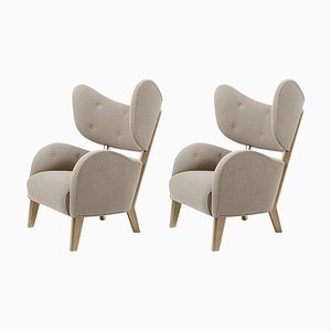 Set of Dark Beige Sahco Zero Natural Oak My Own Chair Lounge Chairs by Lassen