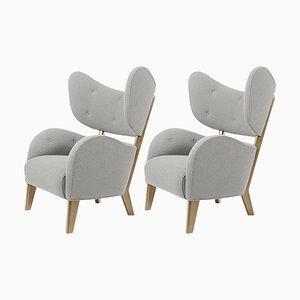 Set of Light Grey Raf Simons Vidar 3 Natural Oak My Own Lounge Chair by Lassen